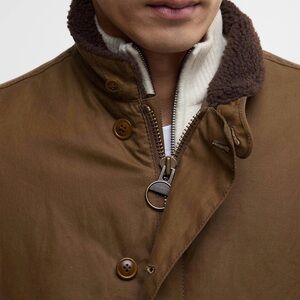 NWT Barbour international Mayburn Wax funnel neck insulated jacket men’s L Brown